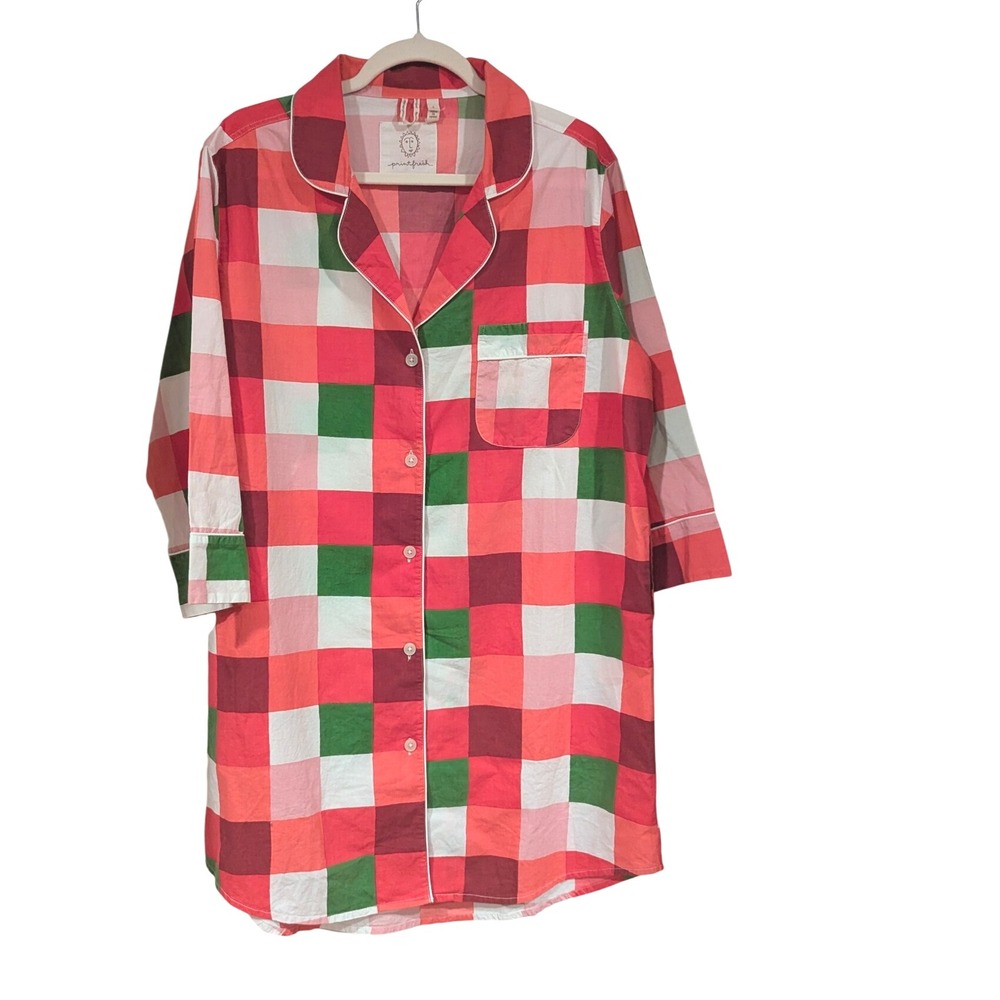 Printfresh Pink and Green Plaid Pajama Shirt